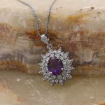 گردنبند آمیتیست الماس تراش نقره زنانه طرح هاله - Image 4