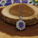 گردنبند آمیتیست الماس تراش نقره زنانه طرح نازگل - Image 2