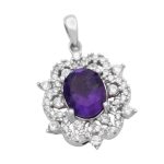 گردنبند آمیتیست الماس تراش نقره زنانه طرح نازگل