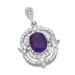 گردنبند آمیتیست الماس تراش نقره زنانه طرح رویا