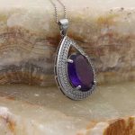 گردنبند آمیتیست الماس تراش نقره زنانه طرح یاقوت - Image 3