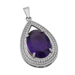 گردنبند آمیتیست الماس تراش نقره زنانه طرح یاقوت