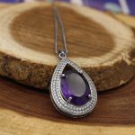 گردنبند آمیتیست الماس تراش نقره زنانه طرح یاقوت - Image 4