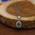 نیم ست زمرد زامبیا الماس تراش نقره زنانه طرح آدلیا - Image 3