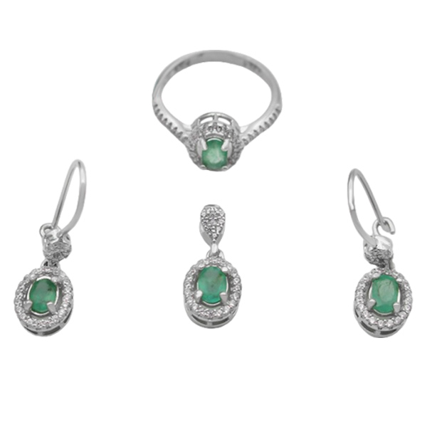 emerald-adeliya-woman-set (6-7-028) (3) نیم ست زمرد زنانه نقره