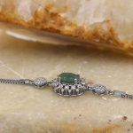 دستبند زمرد الماس تراش نقره زنانه طرح رزگلد - Image 2