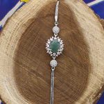 دستبند زمرد الماس تراش نقره زنانه طرح رزگلد - Image 4