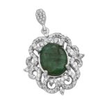 گردنبند زمرد زامبیا الماس تراش نقره زنانه طرح یارا