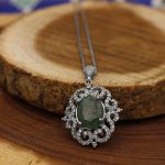 گردنبند زمرد زامبیا الماس تراش نقره زنانه طرح یارا - Image 4