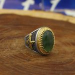 انگشتر یشم نقره مردانه طرح کاوه - Image 4