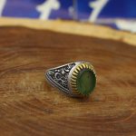 انگشتر یشم نقره مردانه طرح سام - Image 3