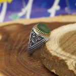 انگشتر یشم نقره مردانه طرح سام - Image 4