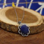 گردنبند لاجورد نقره زنانه طرح ماهور - Image 4