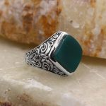انگشتر عقیق سبز نقره مردانه طرح نگین ولایت - Image 5