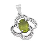 گردنبند زبرجد الماس تراش نقره زنانه طرح لی لی