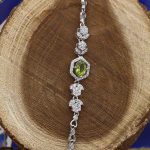 دستبند زبرجد الماس تراش نقره زنانه طرح نازگل - Image 3