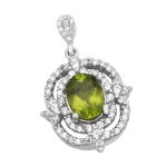 گردنبند زبرجد الماس تراش نقره زنانه طرح رز