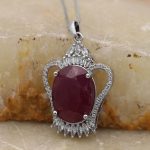 گردنبند یاقوت سرخ الماس تراش نقره زنانه طرح لونا - Image 2