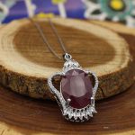 گردنبند یاقوت سرخ الماس تراش نقره زنانه طرح لونا - Image 4