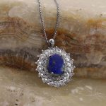 گردنبند لاجورد نقره زنانه طرح ترمه - Image 3