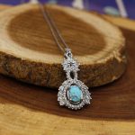 نیم ست فیروزه نیشابوری نقره زنانه طرح دلیا - Image 4