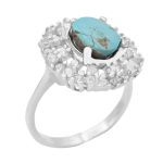 انگشتر فیروزه نیشابوری نقره زنانه طرح هور