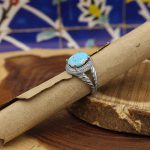 انگشتر فیروزه نیشابوری نقره زنانه طرح سپید - Image 2