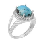 انگشتر فیروزه نیشابوری نقره زنانه طرح سپید