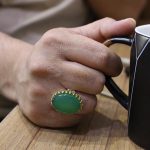 انگشتر عقیق سبز نقره مردانه طرح سوره یاسین - Image 3